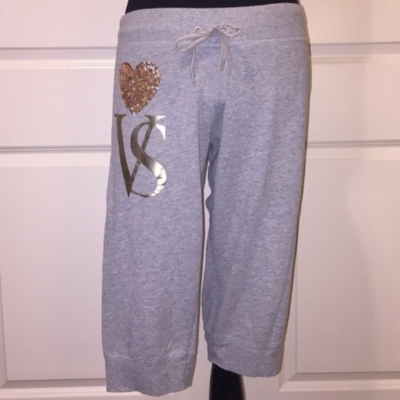 Victoria's Secret Capri Pants XS Sequin Grey Soft - Picture 1 of 4